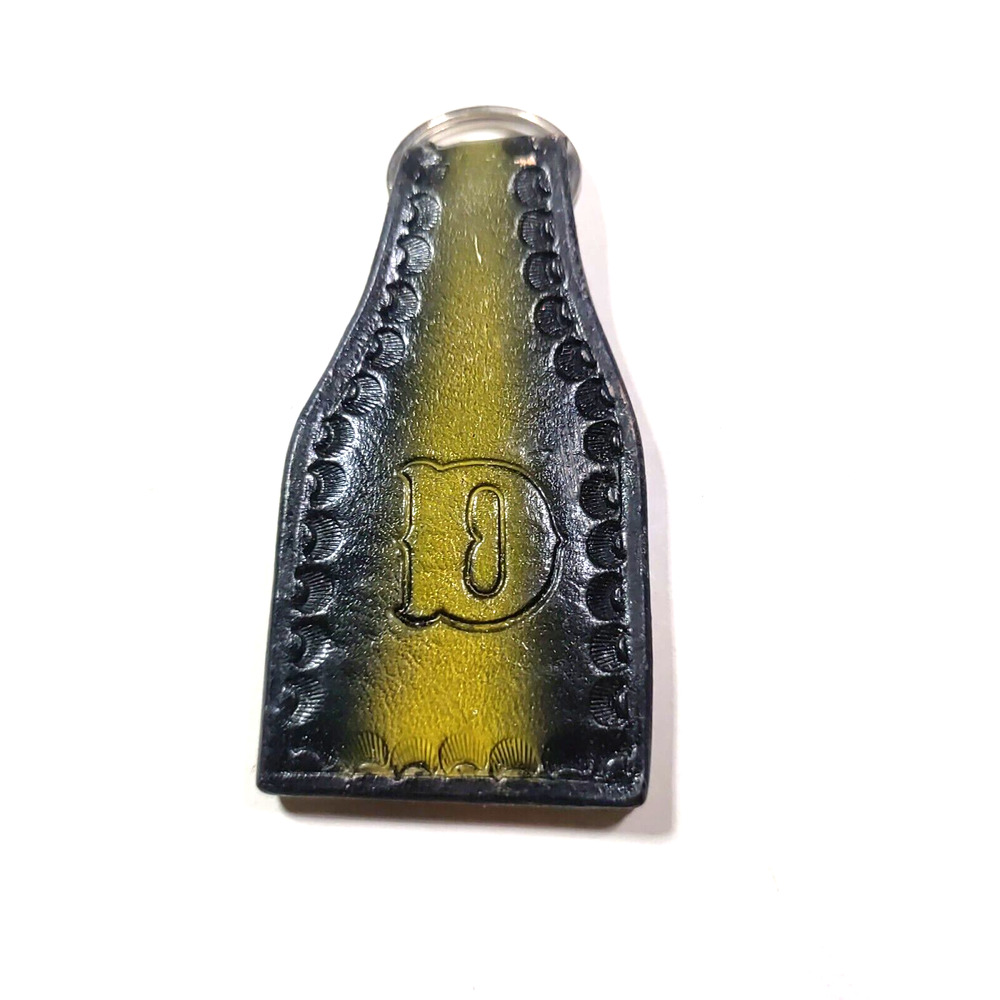 Monogram D Cowboy Rodeo Leather Keychain Barrel Riding - Picture 2 of 4